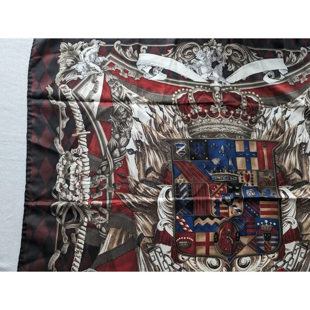 Gianfranco Ferre Coat of Arms 34x34 100% Silk Twill Scarf Designer Made in Italy